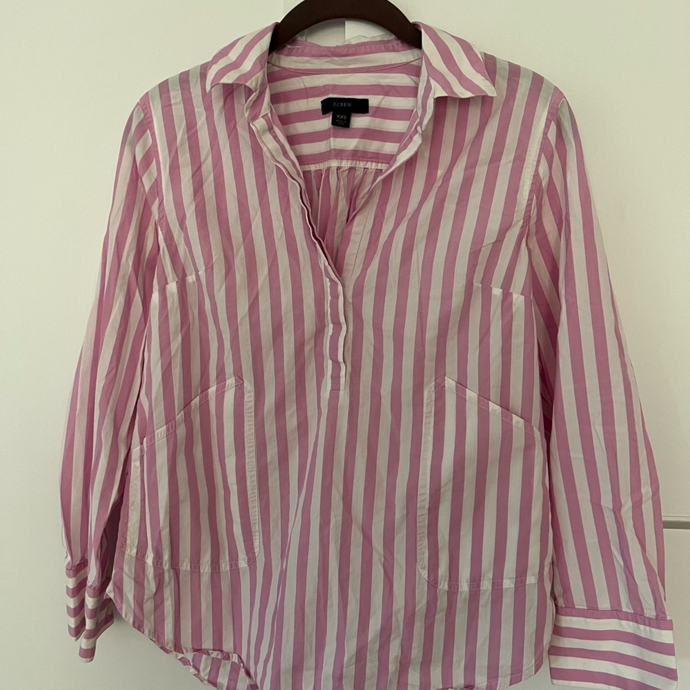 J. Crew Pink and White Striped Shirt